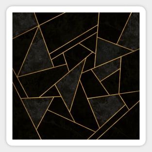 Cracked Night - Black and Gold Mosaic Pattern Magnet